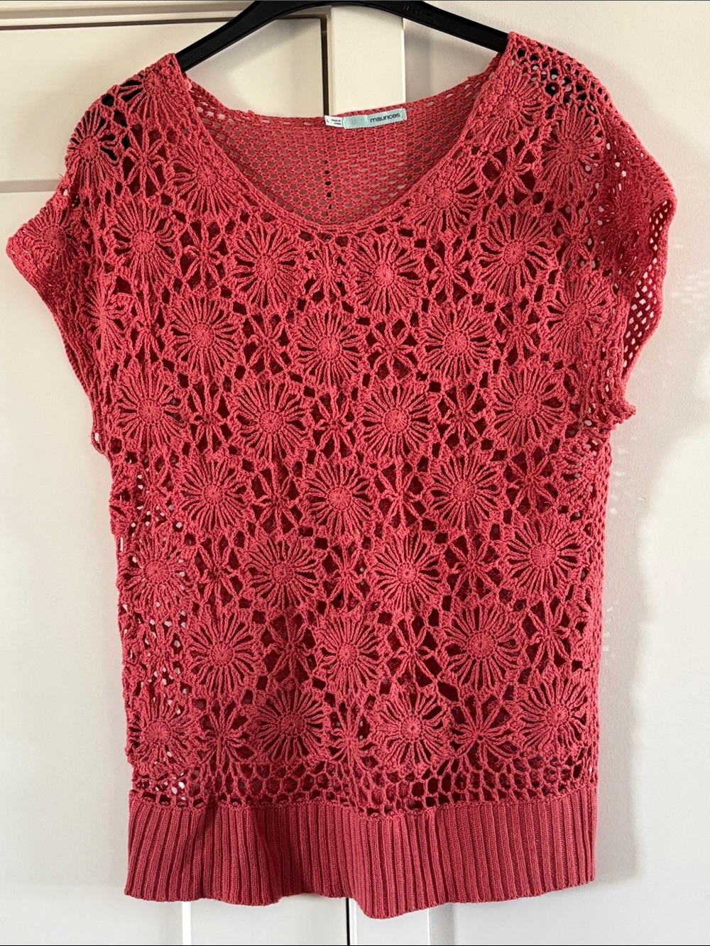 Maurices Rose Crochet Floral Knit Crop Top